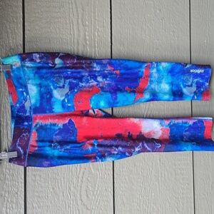 reebok compression leggings capri red white blue S